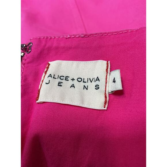Alice + Olivia 'Ramsey' Pink Stretch Denim Sleeveless Square Neck Mini Dress - Picture 4 of 5